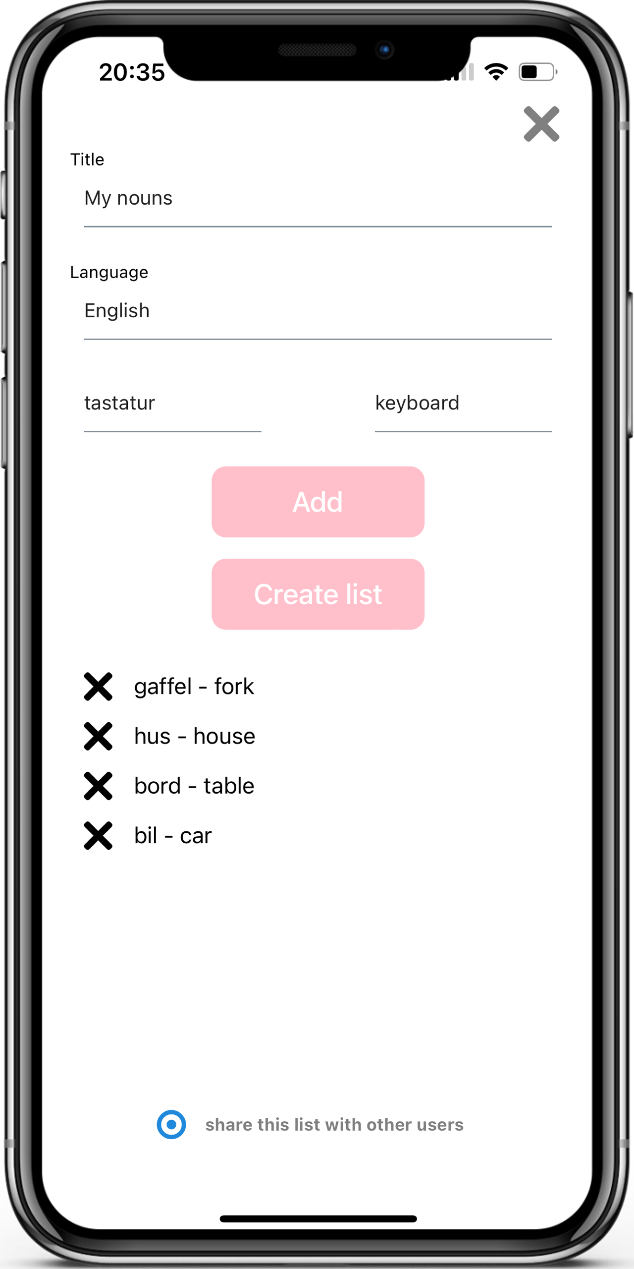 Flashcards in the Learn Norwegian app, screen 3 of 4